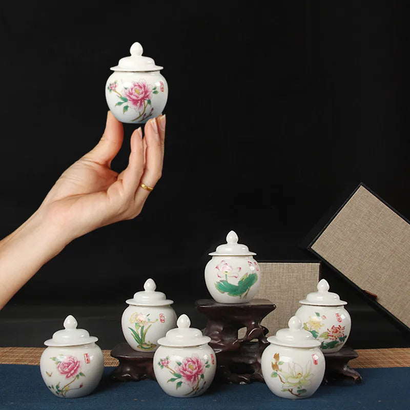 Axya Ceramic Tea Cans: Elegant Kitchen & Desktop Storage Jars for Condiments, Candy, Fruit.