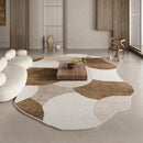 Axyaa Brown Plush Irregular Rug - Fluffy Soft Bedroom/Area Carpet for Retro Living Room