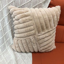 Axyaa Winter Rabbit Fleece Striped Throw Pillowcase in Solid Color