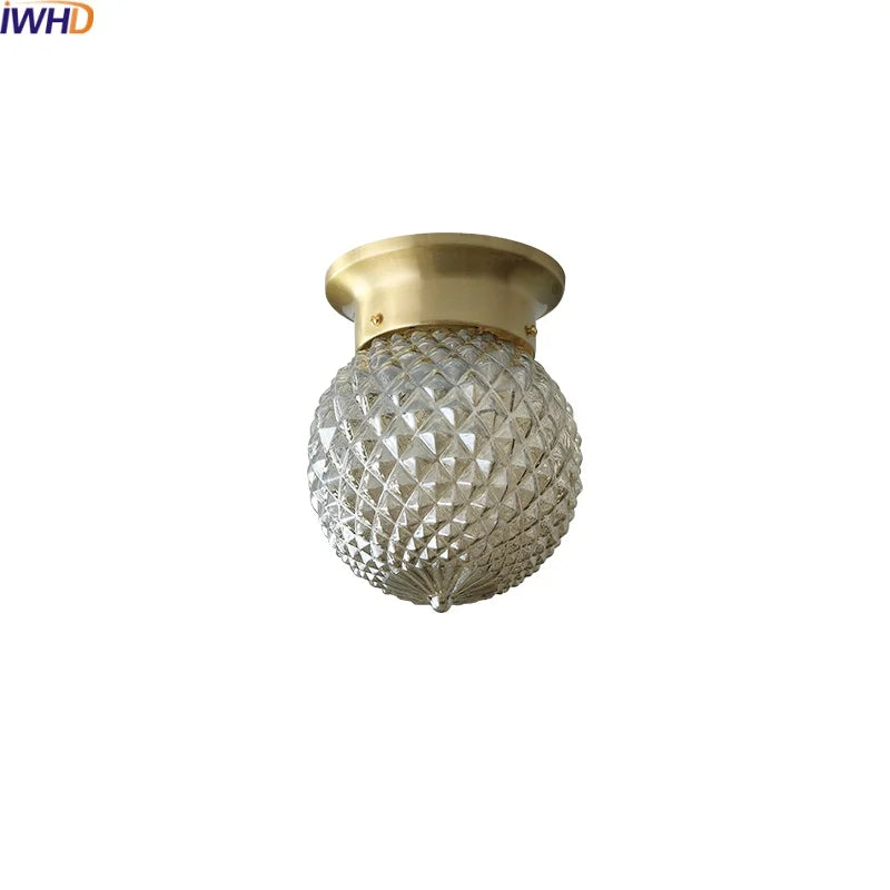 Axyaa Modern Copper Glass Ball Ceiling Lamp, LED Indoor Light Fixture