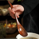 Axyaa Wooden Rice Spoon with Long Handle for Noodles, Soup, and Daily Use
