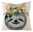 Axyaa Kawaii Flower Linen Pillow Case 45x45 cm Cute Animal Cushion Cover