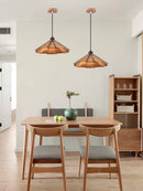 Axyaa Wooden Dining Pendant - Retro Walnut, Home Decor Lamp for Bedroom, Study, Bar, Cafe