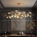Axyaa Copper Swallow Chandelier with Glass Flower Pendant for Dining Room & Living Room