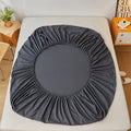 Axyaa Solid Color Cotton Fitted Bed Sheet for Single Double King Queen Bed