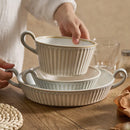 Axyaa Retro Pattern Ceramic Baking & Soup Bowl Set for Household Dining