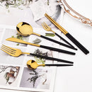 Axyaa 36pc White Gold Stainless Steel Dinnerware Set Flatware Cutlery Kit