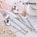 Axyaa Western Cutlery Set: Knife, Fork, Spoon, Dinnerware in Stainless Steel - 5/10 Pcs