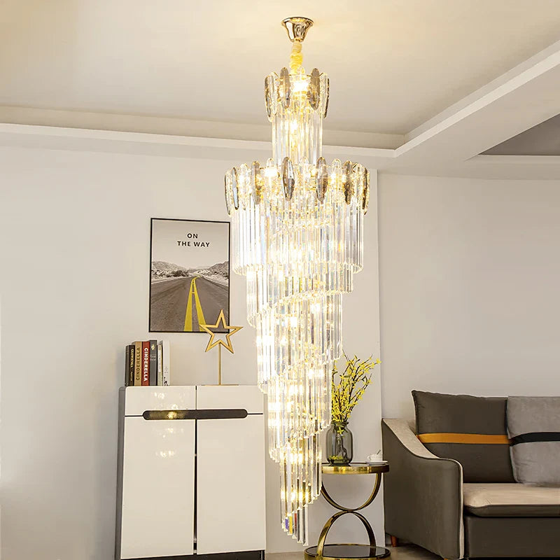 Axyaa Crystal Chandelier for Modern Duplex Living Room