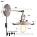 Axyaa Loft LED Wall Lamp Gold Pull Chain Switch Vintage Industrial Luminaire