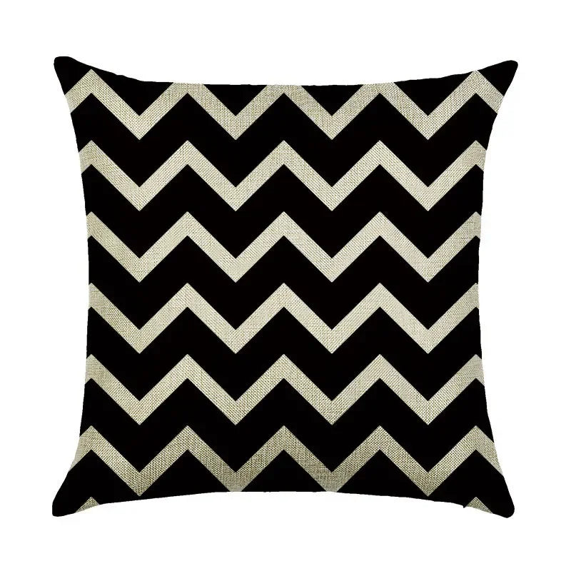 Axyaa Abstract Geometry Linen Pillowcase 45*45cm Square Home Sofa Decor Cover