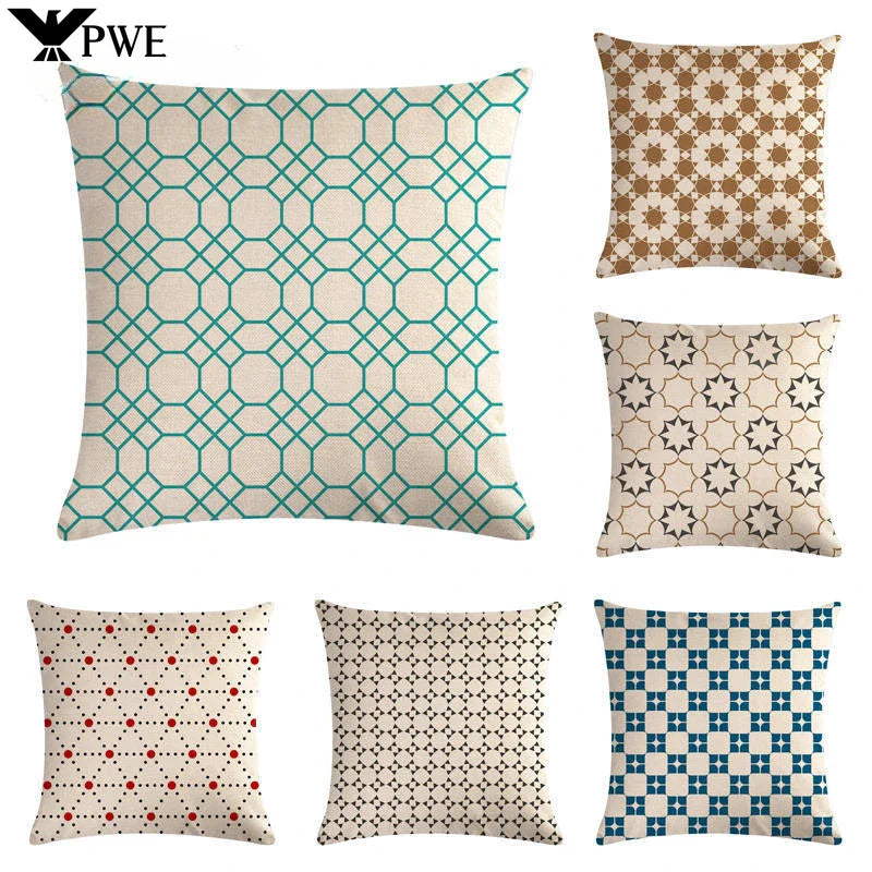 Axyaa Geometric Linen Pillowcase for Stylish Home Decor