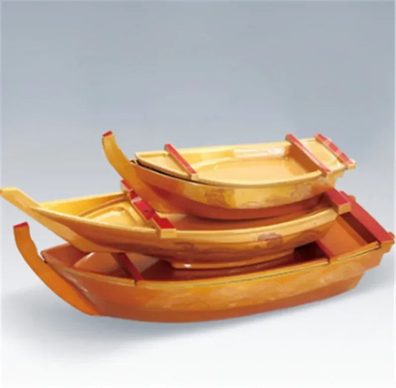 Axya Sushi Sashimi Boat Tray - Black Red Salmon Plate Server
