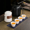 Axyaa Mutton Fat Jade Tea Set - Portable Ceramic Kung Fu Tea Set