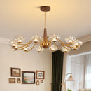 Axyaa Chrome Chandelier Glass Pendant Light for French Bedroom Living Rooms