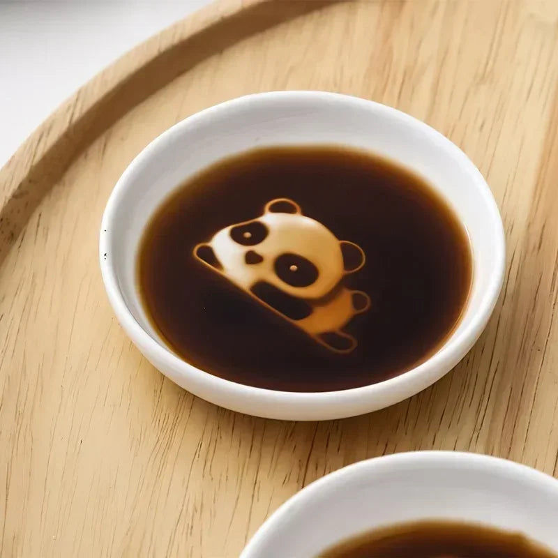 Axya Panda White Porcelain Small Plate Mini Seasoning Saucer Home Kitchen Tableware