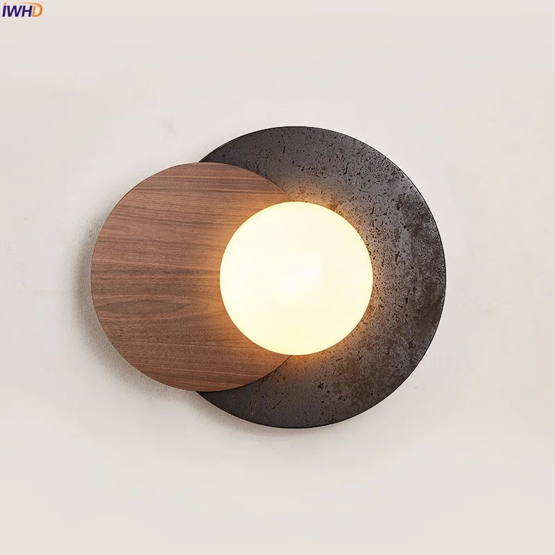 Axyaa Black Travertine LED Wall Lights - Mid Century Modern Living Room Stair Fixtures
