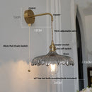 Axyaa Amber Vintage LED Wall Light Glass Copper Pull Chain Switch Bedside Lamp