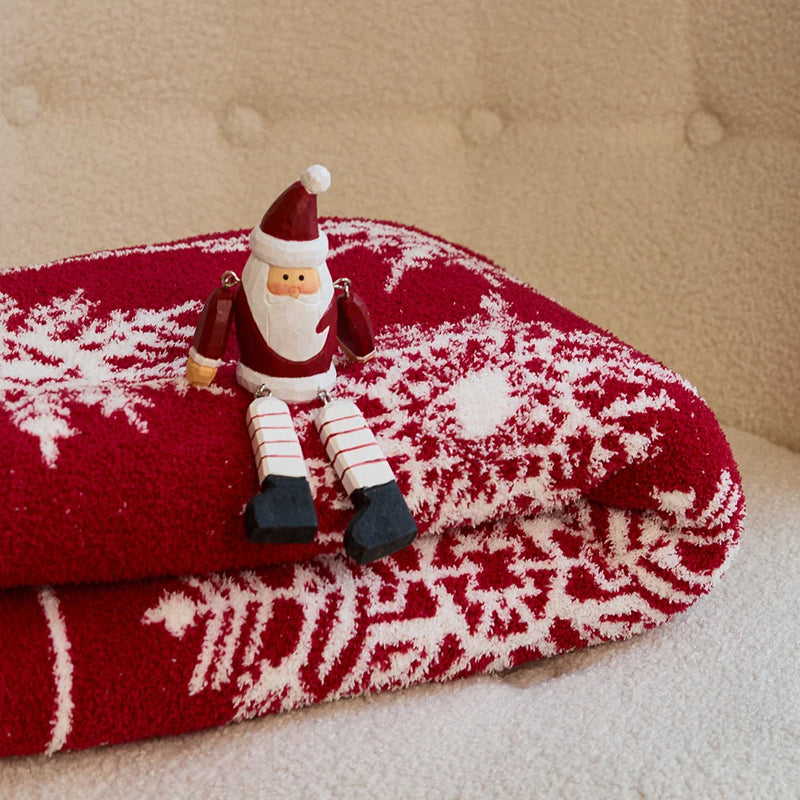 Axyaa Snowflake Houndstooth Christmas Blanket 51x63in Warm Microfiber Throw for Home