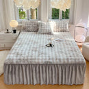 Axyaa White Rabbit Velvet Bed Skirt: Luxe Winter Mattress Cover & Protector