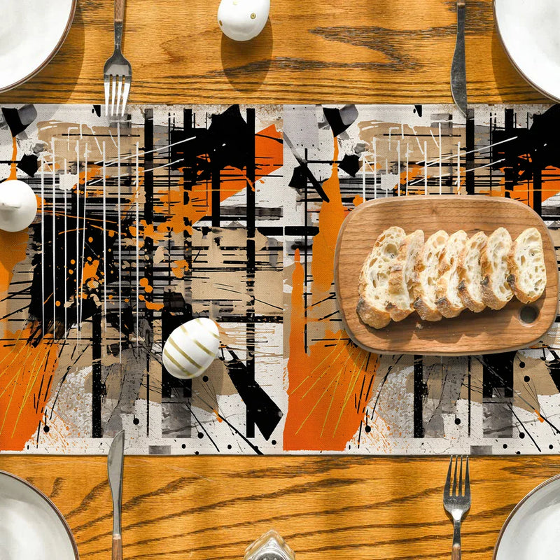 Geometric Lines Table Runner for Home Decor by Axyaa