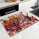 Axyaa Geometric Color Kitchen Mat: Absorbent, Antiskid, Quick Dry Tableware Pad