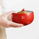 Axyaa Stainless Steel Double-layer Japanese-style Insulated Food Container Salad Bowl