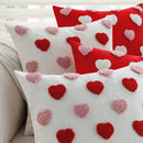 Axyaa Red-White Love Tufted Cushion Cover - Romantic Home Decor - 45x45cm