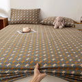 Axyaa Coarse Cotton Printed Fitted Sheet - Non-Slip Dust Cover Protector