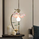 Axyaa Lotus Iron Art Table Lamp with LED Glass Lampshade for Living Room Decoration