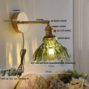 Axyaa Copper Rotatable Pull Chain LED Wall Lamp Glass Flower Stair Light