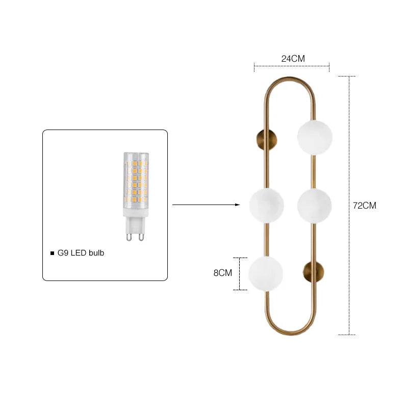 Axya White Glass Ball Wall Sconce: Modern Bedside & Study Lamp