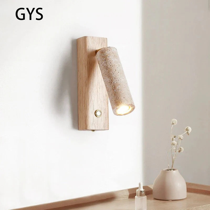 Axya Rotatable LED Wall Lamp Spotlight 3W Wood Wabi-sabi Stone