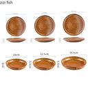 Axyaa Yellow Ceramic Steak Pasta Dessert Salad Plates Set Vintage Italian Tableware
