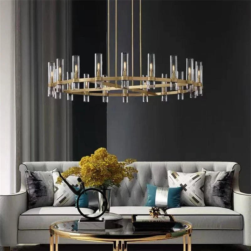 Axyaa Chrome E14 LED Chandelier with Clear Glass Shades