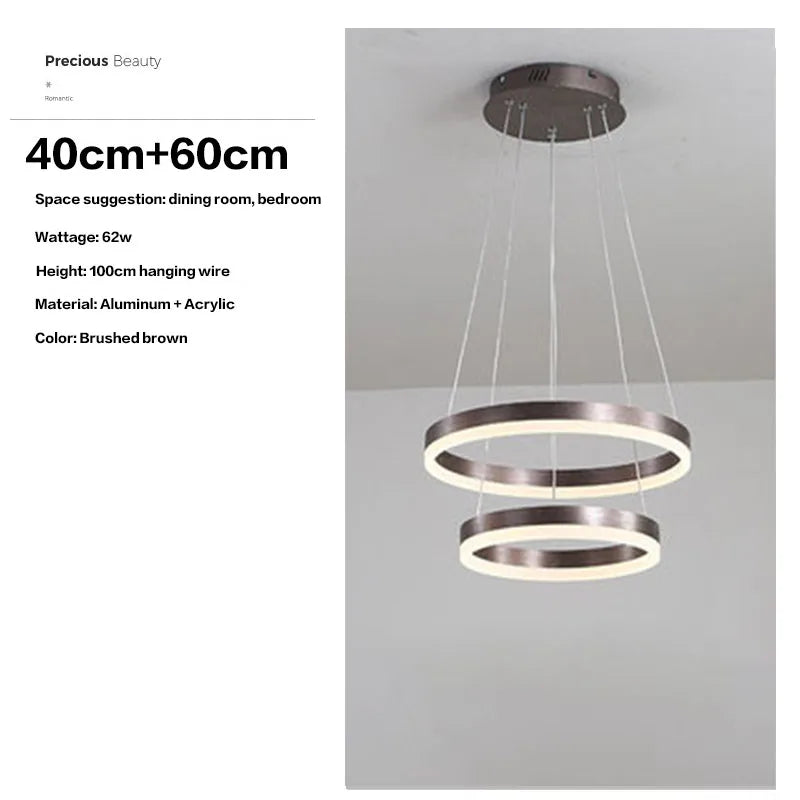 Axyaa Black LED Ring Chandelier Ceiling Light, Modern Circular Pendant for Kitchen, Living, and Dining Rooms.