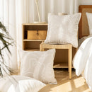Axyaa Beige Yarn-Dyed Sofa Pillow Cover: 45X45 Headboard Cushion for Stylish Living Room