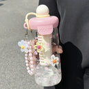Axyaa Bow Flower Tea Glass w/ Straw Bottle, Cold Coffee Cup - Women's Drinkware