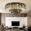 Axyaa Smoky Gray Crystal LED Chandelier: Modern Living Room Pendant Lamp Fixture