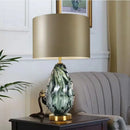 Axyaa Glass Table Lamp White Gold Color Fabric Lampshade Study Living Bedroom Desk Light