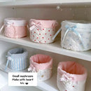 Axyaa Quilted Cotton Bow Organizer Box: High-capacity Round Storage Frame