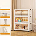 Axyaa Double-Door Plastic Storage Cabinet for Bedroom, Multi-Layer Organizer Box with Lid