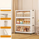 Axyaa Double-Door Plastic Storage Cabinet for Bedroom, Multi-Layer Organizer Box with Lid