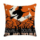 Axyaa Halloween Linen Pillowcase Set, Ghost & Witch Print Throw Pillow Cover
