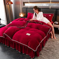 Axyaa Winter Warm Mink Fleece 4-Piece Bed Skirt Set