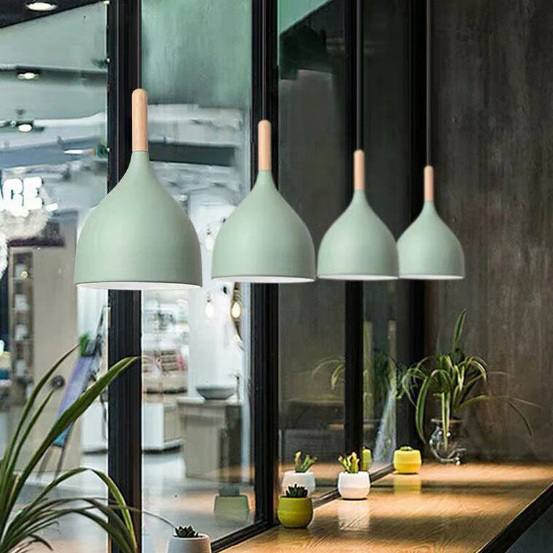 Axyaa Wooden Pendant Light: Modern Industrial Nordic Kitchen Dining Room Living Room Decor