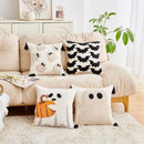 Axyaa Halloween Ghost Pumpkin Embroidered Pillow Cover, 45x45cm, Festive Living Room Decor