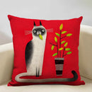 Axyaa Funny Cat Cartoon Pillowcase Linen Cushion Cover for Kids Nursery