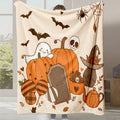 Axyaa Halloween Cartoon Flannel Blanket - Cute Print - Office Nap Sofa Blanket