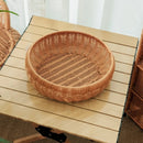 Axyaa Boho Rattan Storage Tray: Woven PP Wicker Basket Snack Plate for Coffee Shop